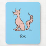 Dr. Seuss | Pink Fox Mouse Pad<br><div class="desc">This officially licensed Dr. Seuss design features a classic, minimalist illustration of the whimsical pink fox character. The character is depicted sitting with its eyes closed and a bushy tail, accompanied by the word "fox" and the authentic Dr. Seuss signature. This simple yet recognizable artwork captures the charming, hand-drawn style...</div>
