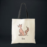Dr. Seuss | Pink Fox Tote Bag<br><div class="desc">This officially licensed Dr. Seuss design features a classic, minimalist illustration of the whimsical pink fox character. The character is depicted sitting with its eyes closed and a bushy tail, accompanied by the word "fox" and the authentic Dr. Seuss signature. This simple yet recognizable artwork captures the charming, hand-drawn style...</div>