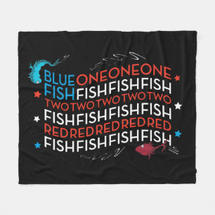 Dr. Seuss   Red Fish Blue Fish US Flag Graphic Fleece Blanket