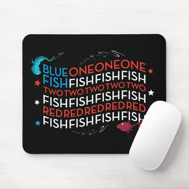 Dr. Seuss | Red Fish Blue Fish US Flag Graphic Mouse Pad (With Mouse)