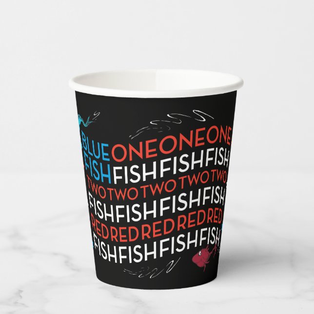 Dr. Seuss | Red Fish Blue Fish US Flag Graphic Paper Cups (Left)
