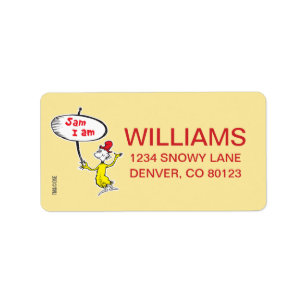 Dr. Seuss   Sam-I-Am Holding Sign Label