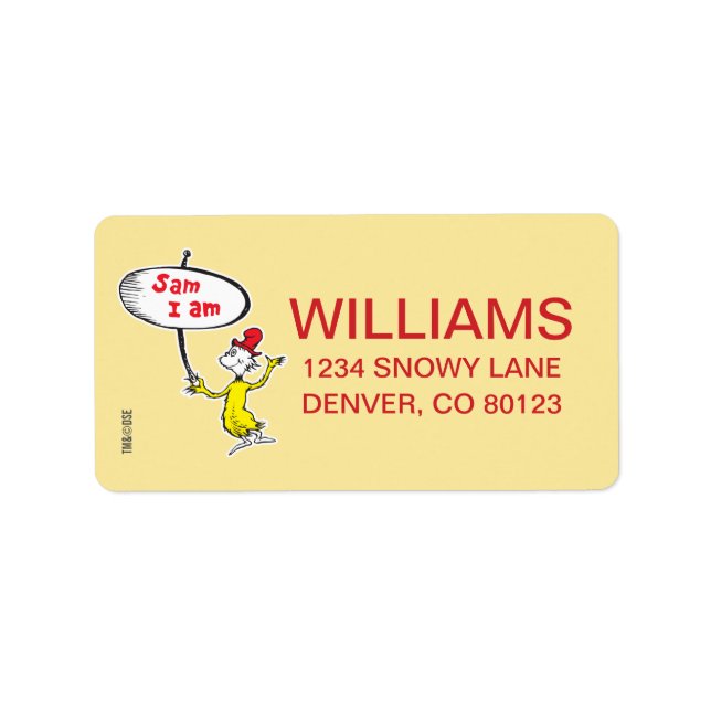 Dr. Seuss | Sam-I-Am Holding Sign Label (Front)