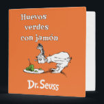 Dr. Seuss Spanish Green Eggs and Ham Binder<br><div class="desc">This design features the Spanish title for the classic Dr. Seuss story, "Huevos verdes con jamón" (Green Eggs and Ham). The artwork displays the sceptical character Guy-Am-I staring down at the iconic plate of green eggs and ham. Complete with the authentic Dr. Seuss logo at the bottom, this illustration is...</div>