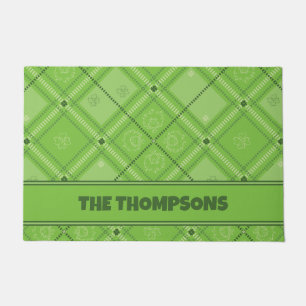 Dr. Seuss   St. Patrick's Day Plaid Pattern Doormat