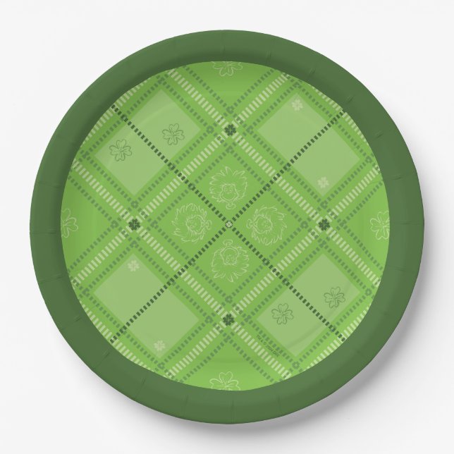 Dr. Seuss | St. Patrick's Day Plaid Pattern Paper Plate (Front)