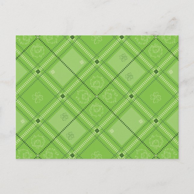 Dr. Seuss | St. Patrick's Day Plaid Pattern Postcard (Front)