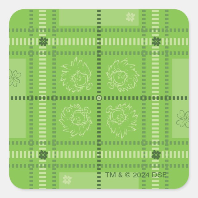 Dr. Seuss | St. Patrick's Day Plaid Pattern Square Sticker (Front)