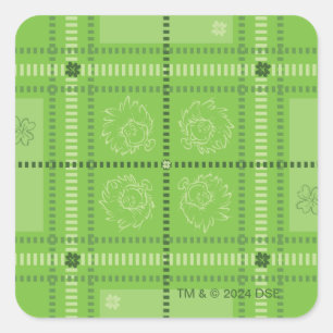 Dr. Seuss   St. Patrick's Day Plaid Pattern Square Sticker