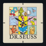Dr. Seuss | Stories Graphic Square Wall Clock<br><div class="desc">Check out this fun graphic featuring several Dr. Seuss stories in a colourful grid!</div>