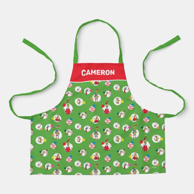 Dr Seuss | The Grinch | Christmas Polka Dots Apron (Front)