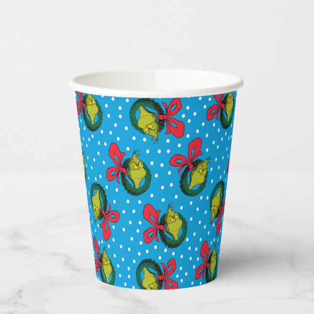 Dr. Seuss | The Grinch | Christmas Wreath Pattern Paper Cups (Left)
