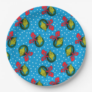 Dr Seuss   The Grinch   Christmas Wreath Pattern Paper Plate