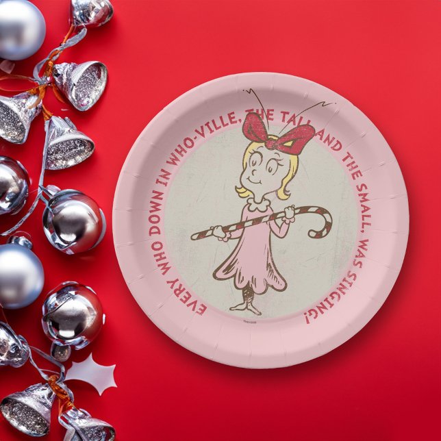 Dr. Seuss | The Grinch | Cindy-Lou Who - Cute Quot Paper Plate (Plate on table)
