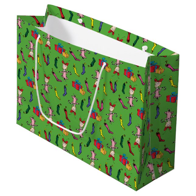 Dr. Seuss | The Grinch | Cindy-Lou Who Pattern Large Gift Bag (Front Angled)