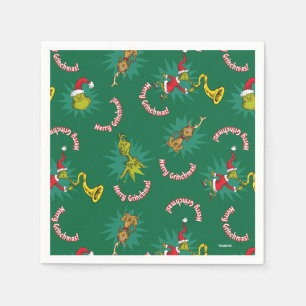 Dr Seuss   The Grinch   Merry Grinchmas Pattern Napkin