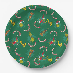 Dr Seuss   The Grinch   Merry Grinchmas Pattern Paper Plate