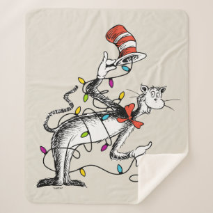 Dr Seuss   The Grinch   Mischievous Cat in the Hat Sherpa Blanket