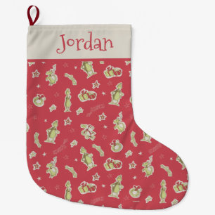Dr. Seuss   The Grinch   Red Christmas Pattern Large Christmas Stocking