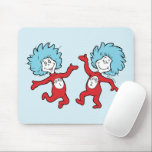 Dr. Seuss Thing 1 and Thing 2 Character Mouse Pad<br><div class="desc">This officially licensed Dr. Seuss product features a classic, vibrant illustration of the mischievous duo, Thing 1 and Thing 2, from the iconic book The Cat in the Hat. The design showcases the lively pair mid-dance, complete with their signature wild blue hair, bright red jumpsuits, and circular name emblems on...</div>