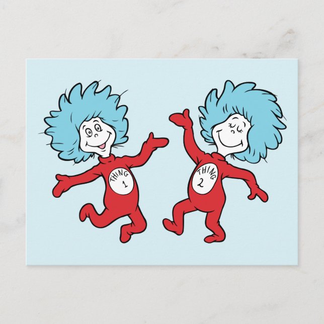 Dr. Seuss Thing 1 and Thing 2 Character Postcard (Front)
