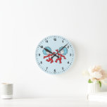 Dr. Seuss Thing 1 and Thing 2 Character Round Clock<br><div class="desc">This officially licensed Dr. Seuss product features a classic, vibrant illustration of the mischievous duo, Thing 1 and Thing 2, from the iconic book The Cat in the Hat. The design showcases the lively pair mid-dance, complete with their signature wild blue hair, bright red jumpsuits, and circular name emblems on...</div>
