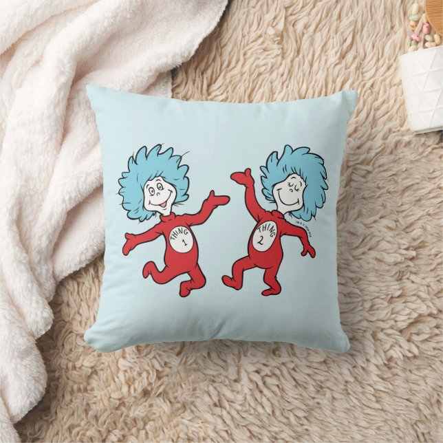 Dr. Seuss Thing 1 and Thing 2 Character Throw Pillow (Blanket)