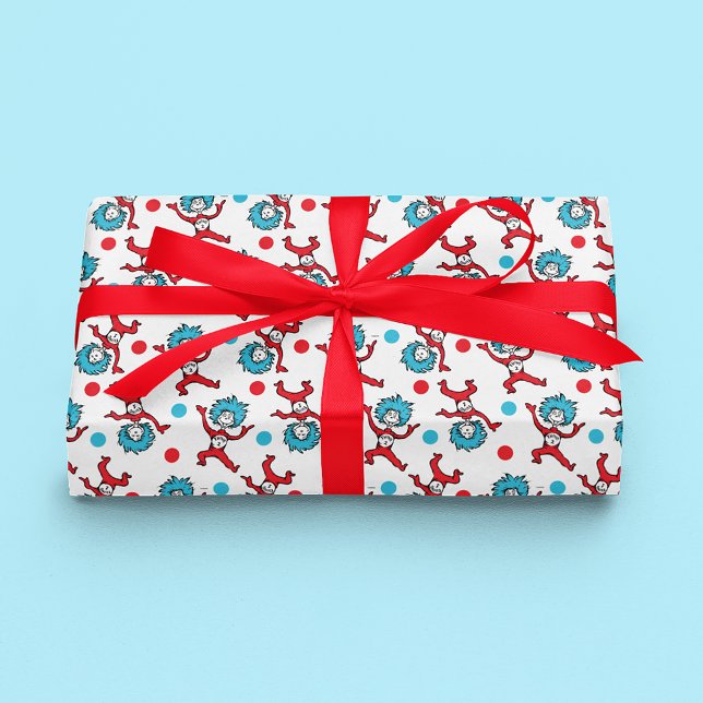Dr. Seuss Thing 1 Thing 2 | Twins Baby Shower Wrapping Paper (Wrapped gift)