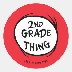 Dr. Seuss   Thing One Thing Two - 2nd Grade Thing Classic Round Sticker