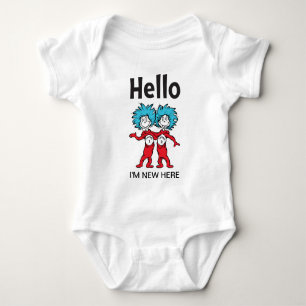 Dr. Seuss Thing One Thing Two   Hello I'm New Here Baby Bodysuit