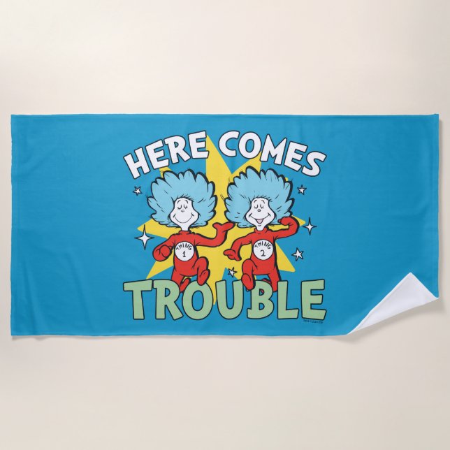 Dr. Seuss | Thing One Thing Two Here Comes Trouble Beach Towel (Front)