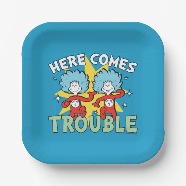 Dr. Seuss | Thing One Thing Two Here Comes Trouble Paper Plate (Front)