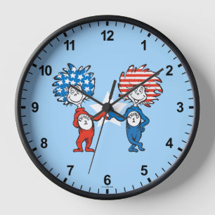 Dr. Seuss   Thing One Thing Two Patriotic Graphic Clock