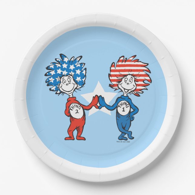 Dr. Seuss | Thing One Thing Two Patriotic Graphic Paper Plate (Front)