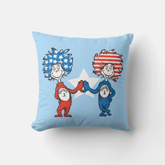 Dr. Seuss | Thing One Thing Two Patriotic Graphic Throw Pillow (Front)
