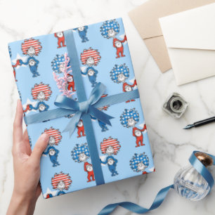 Dr. Seuss   Thing One Thing Two Patriotic Graphic Wrapping Paper