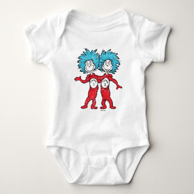 Dr. Seuss | Thing One, Thing Two Sitting Baby Bodysuit (Front)