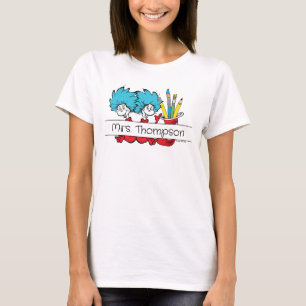 Dr. Seuss Thing One Thing Two Teacher Name T-Shirt