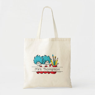 Dr. Seuss Thing One Thing Two Teacher Name Tote Bag
