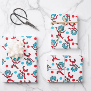 Dr. Seuss Thing One Thing Two   Twins Baby Shower Wrapping Paper Sheet