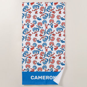 Dr. Seuss   Thing One Thing Two US Flag Pattern Beach Towel