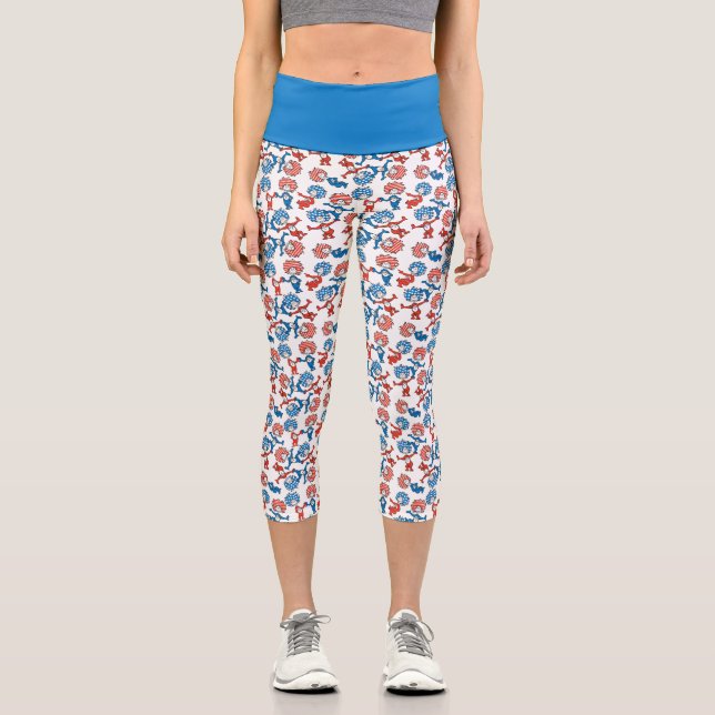 Dr. Seuss | Thing One Thing Two US Flag Pattern Capri Leggings (Front)