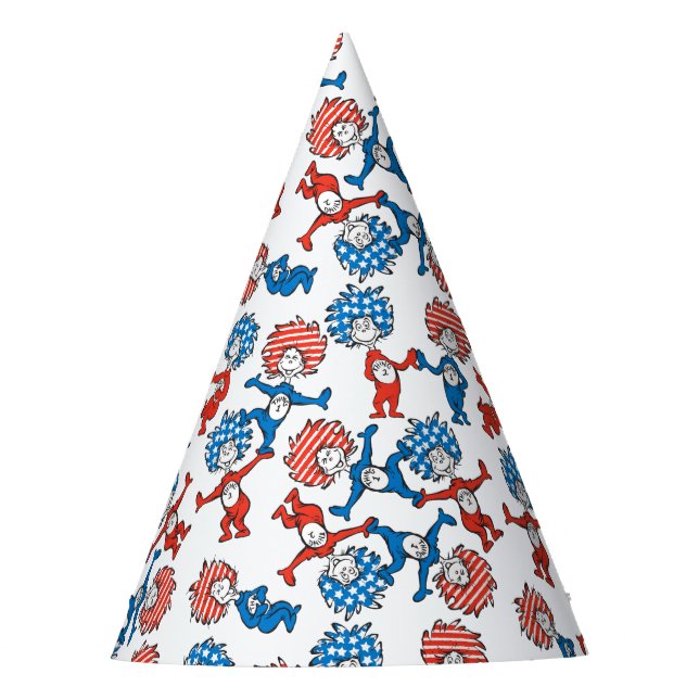 Dr. Seuss | Thing One Thing Two US Flag Pattern Party Hat (Front)