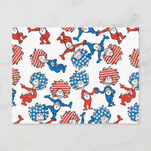 Dr. Seuss   Thing One Thing Two US Flag Pattern Postcard