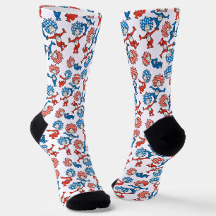 Dr. Seuss Thing One Thing Two US Flag Pattern Socks