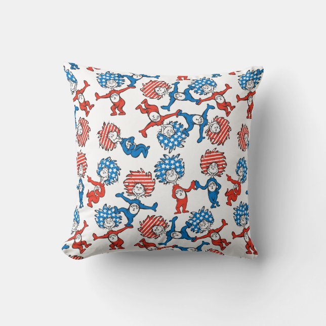 Dr. Seuss | Thing One Thing Two US Flag Pattern Throw Pillow (Front)