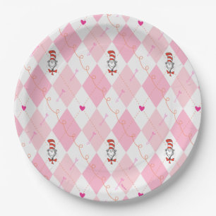 Dr. Seuss Valentine   Pink Argyle The Cat in the H Paper Plate