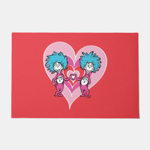 Dr. Seuss Valentine   Thing 1 Thing 2 Doormat