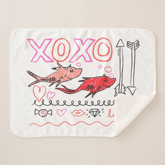 Dr. Seuss Valentine | XOXO Design Sherpa Blanket (Front (Horizontal))