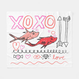 Dr. Seuss Valentine   XOXO Fleece Blanket